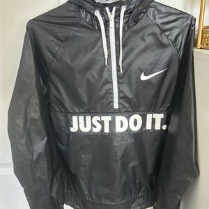 Nike Black Hooded Jacket with White Zipper